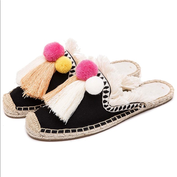 Shoes - Boho Tassel Canvas Mule Shoes Espadrilles Slides